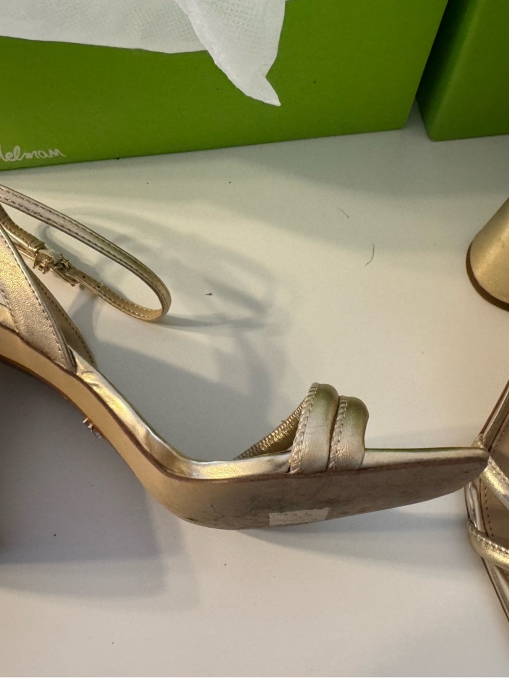 Sam Edelman Metallic Gold Strappy Block Heel Formal Sandals Size 8.5 - Picture 7 of 12